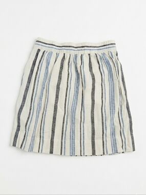 LOFT Striped Linen Blend Pull-On Mini Skirt -- Blue & Black